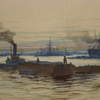 Barges on the Thames, watercolour by William Lionel Wyllie