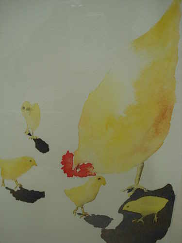 Mother &amp; Chicks, watercolour painting by Phillip Knaggs