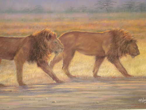 On the prowl, pastel painting by Mark Blue